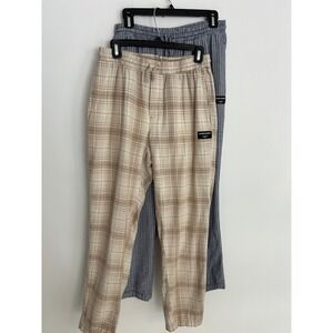 Bjorn Borg Stockholm Mens Plaid Gingham Lounge Pants Bundle Blue & Tan Size M